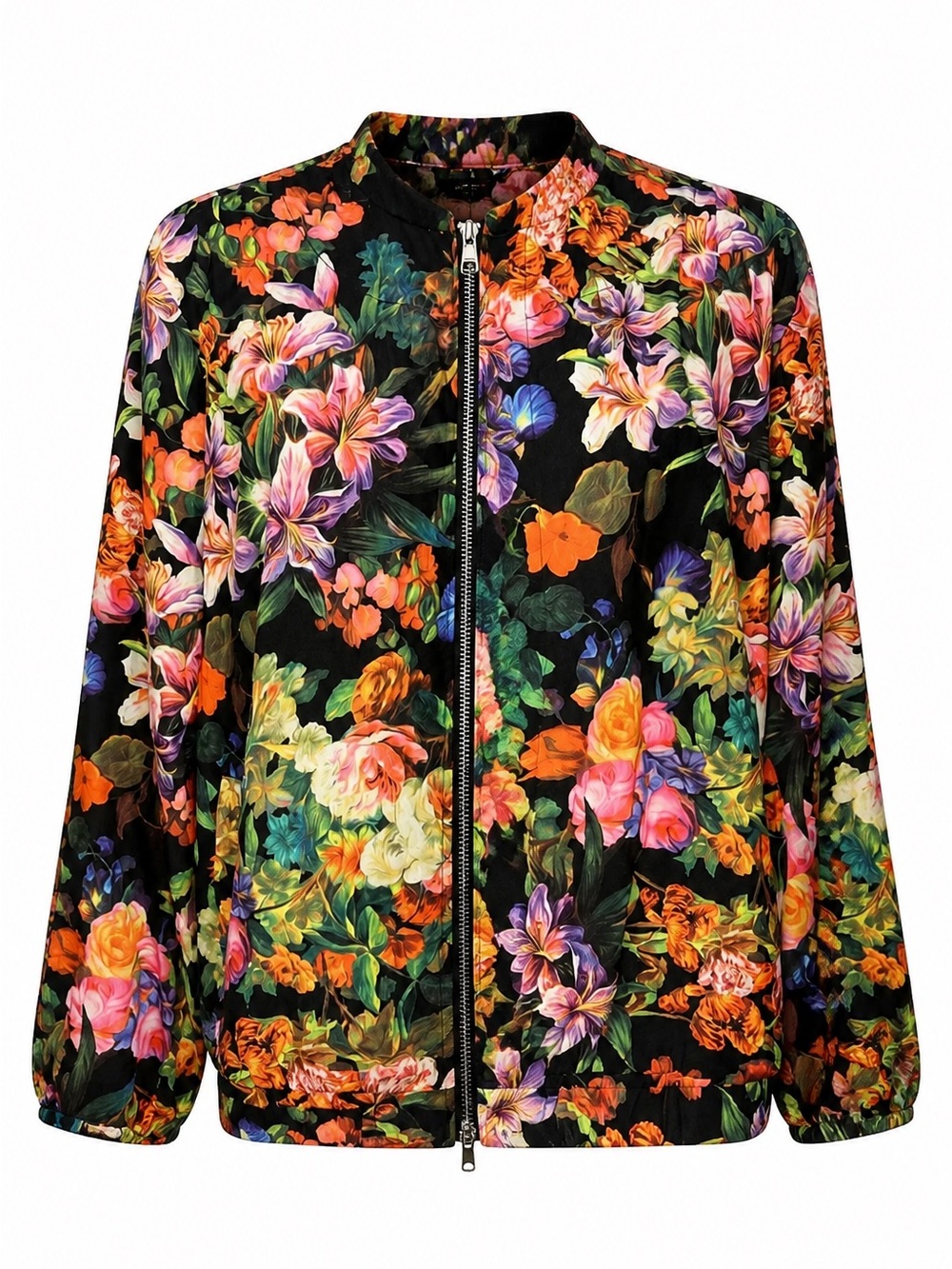 Kate & Mallory - Lightweight Black Floral Botanical AI Dream Bomber Jacket